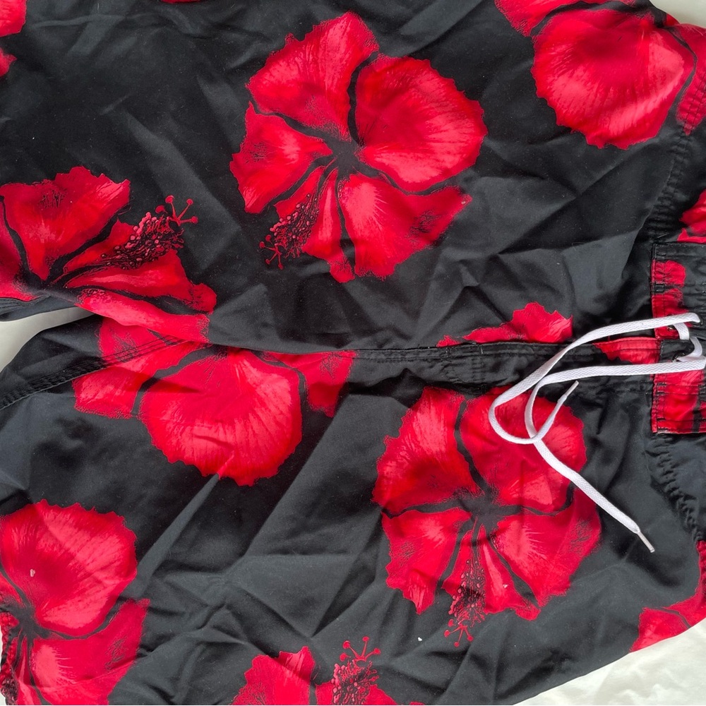 No Boundaries Red and Black Floral Shorts